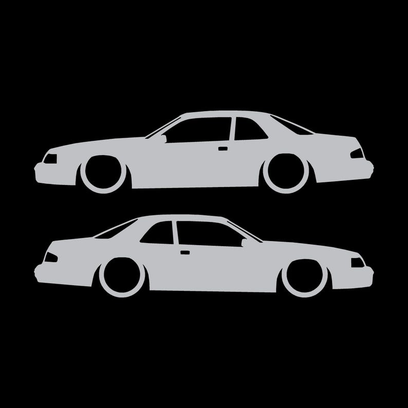 Set van 2 autosilhouet-stickers voor de Ford Thunderbird 9e generatie coupé Zilver