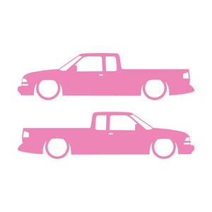 Set Of 2 Car Silhouette Decal Stickers For Chevrolet S10 2nd Gen Ext Cab 1998-2004 Soft Pink