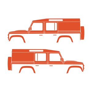 Lot de 2 autocollants silhouette de voiture pour Land Rover Defender 110 Utility Classic Orange