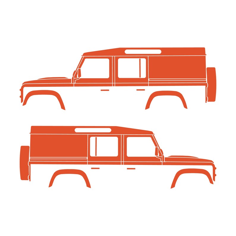 Lot de 2 autocollants silhouette de voiture pour Land Rover Defender 110 Utility Classic Orange