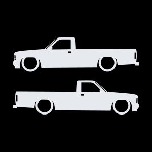 Set med 2 lastbilssilhuettdekaler för Dodge Dakota 1:a generationens single cab pickup Vit