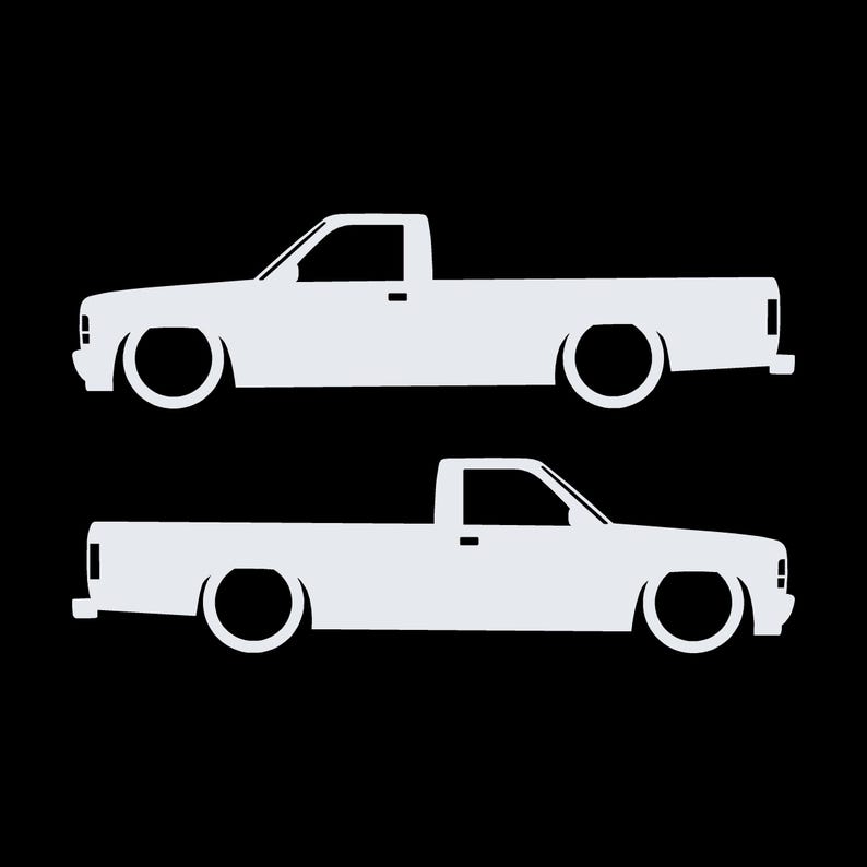 Set med 2 lastbilssilhuettdekaler för Dodge Dakota 1:a generationens single cab pickup Vit