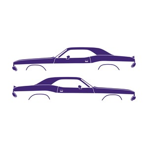 Set Of 2 Car Silhouette Decal Stickers For Dodge Challenger Classic Hardtop 1st Gen 1970-74 Coupe Purple