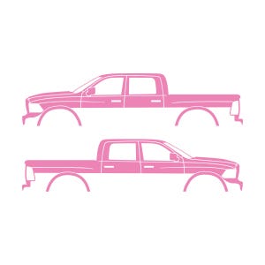 Set med 2 silhuettdekaler för Dodge Ram Crew Cab 4:e generationen 2010-18 Soft Pink