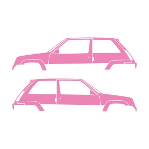 Set Of 2 Car Silhouette Decal Stickers For Renault 5 GT Turbo Soft Pink