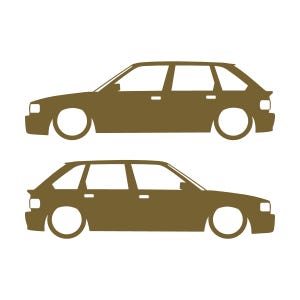Set Of 2 Lowered Car Silhouette Decal Stickers For MG Maestro Turbo Gold