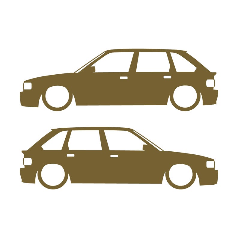 Set Of 2 Lowered Car Silhouette Decal Stickers For MG Maestro Turbo Gold