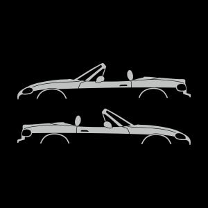 Set Of 2 Lowered Car Silhouette Decal Stickers For Mazda Miata MX5 NB Light Grey