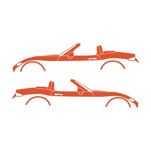 Set Of 2 Lowered Car Silhouette Decal Stickers For Mazda Miata MX5 ND Orange