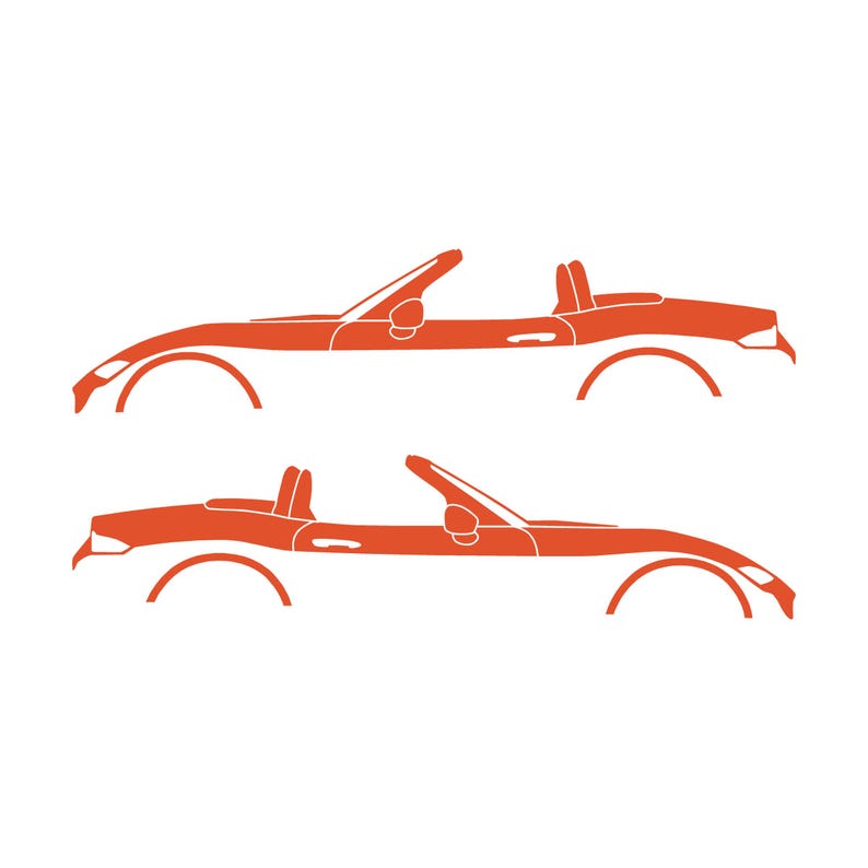 Set Of 2 Lowered Car Silhouette Decal Stickers For Mazda Miata MX5 ND Orange