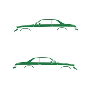 Set Of 2 Lowered Car Silhouette Decal Stickers For Chevrolet Malibu G-Body Coupe Green