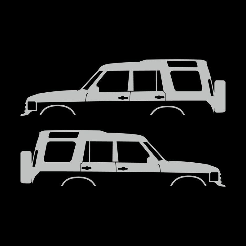 Set mit 2 Auto-Silhouette-Aufklebern für Land Rover Discovery Classic S2 Light Grey