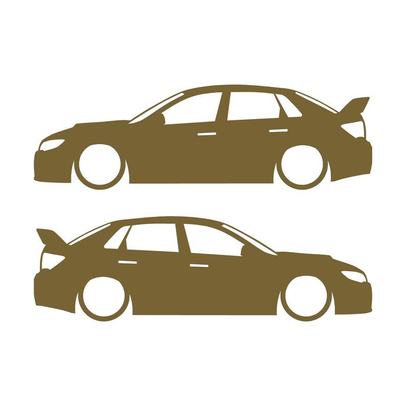 Set mit 2 Auto-Silhouette-Aufklebern für Subaru WRX STI VA 2014 Limousine Gold