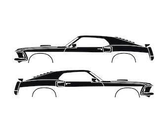 Set Of 2 Car Silhouette Decal Stickers For Ford Mustang Mach 1 1969 Fastback