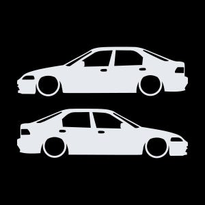 Set Of 2 Lowered Car Silhouette Decal Stickers For Honda Civic EG Sedan White