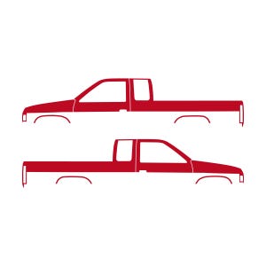 Set Of 2 Truck Silhouette Decal Stickers For Nissan D21 Hardbody King Cab Pickup Red