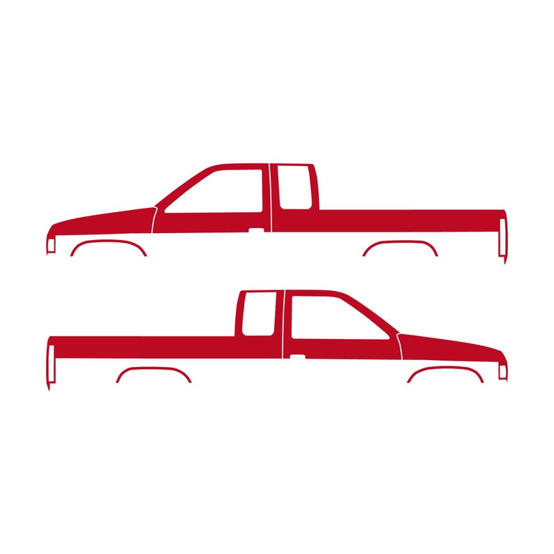 Set Of 2 Truck Silhouette Decal Stickers For Nissan D21 Hardbody King Cab Pickup Red