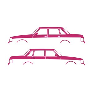 Set Of 2 Car Silhouette Decal Stickers For Volvo 244 Sedan Pink