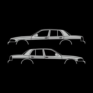 Juego de 2 pegatinas con silueta de coche para Ford Crown Victoria de 2.ª generación Light Grey