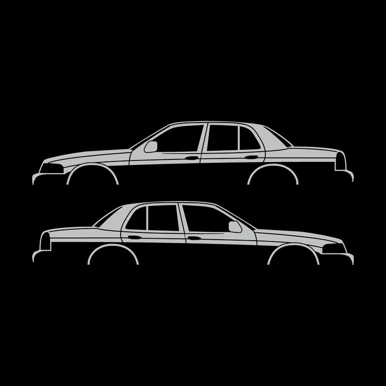 Juego de 2 pegatinas con silueta de coche para Ford Crown Victoria de 2.ª generación Light Grey