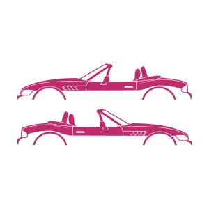 Set Of 2 Car Silhouette Decal Stickers For BMW Z3 Roadster Pink