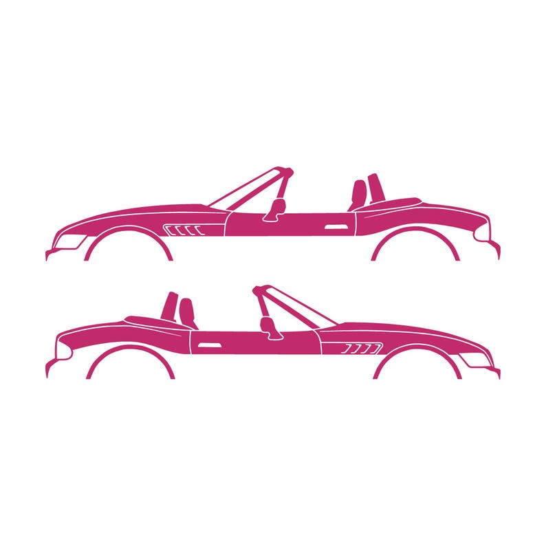 Set Of 2 Car Silhouette Decal Stickers For BMW Z3 Roadster Pink