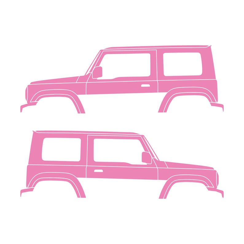 Set Of 2 Car Silhouette Decal Stickers For Suzuki Jimny 4th Gen 2018- Soft Pink