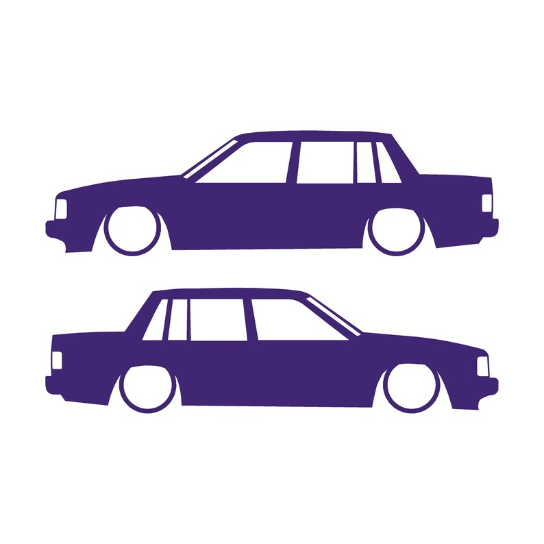 Zestaw 2 naklejek z obniżoną sylwetką samochodu do Volvo 740 744 Sedan Purpurowy