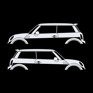 Set Of 2 Car Silhouette Decal Stickers For Mini Cooper S R56 - Mk2 - 2nd Gen White