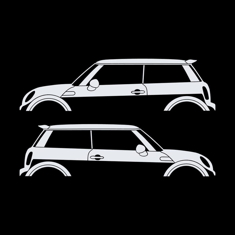 Set Of 2 Car Silhouette Decal Stickers For Mini Cooper S R56 - Mk2 - 2nd Gen White