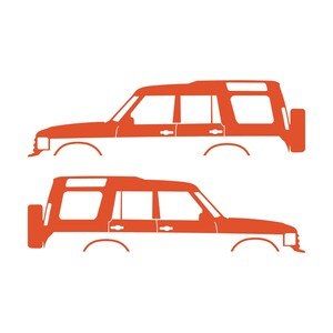 Set mit 2 Auto-Silhouette-Aufklebern für Land Rover Discovery Classic S2 Orange