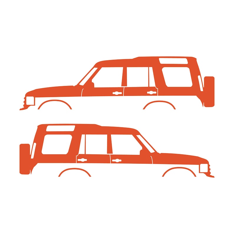 Set mit 2 Auto-Silhouette-Aufklebern für Land Rover Discovery Classic S2 Orange