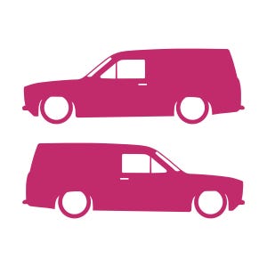 Set Of 2 Lowered Van Silhouette Decal Stickers For Ford Escort Mk1 Pink
