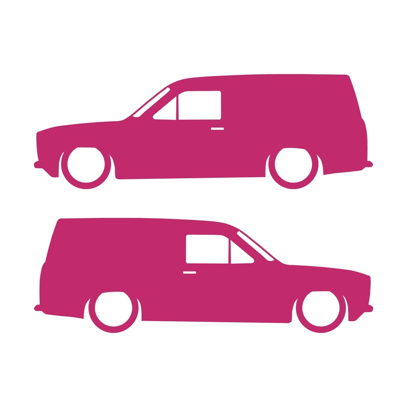 Set Of 2 Lowered Van Silhouette Decal Stickers For Ford Escort Mk1 Pink