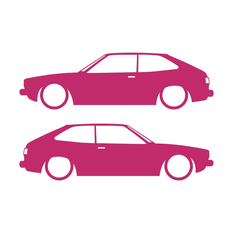 Set Of 2 Lowered Car Silhouette Decal Stickers For Honda Accord Hatch 1st Gen Classic Hatchback Pink