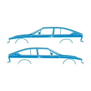 Set van 2 autosilhouet-stickers voor de Alfa Romeo GTV6 Coupé Light Blue