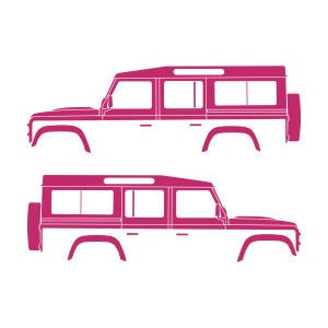 Juego de 2 pegatinas con silueta de coche para Land Rover Defender 110 Classic Wagon Rosa
