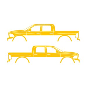 Set med 2 silhuettdekaler för Dodge Ram Crew Cab 4:e generationen 2010-18 Gul
