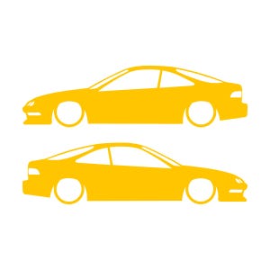 Set mit 2 Aufklebern für tiefergelegte Fahrzeuge für Acura Integra DC2 Coupé der 3. Generation Gelb