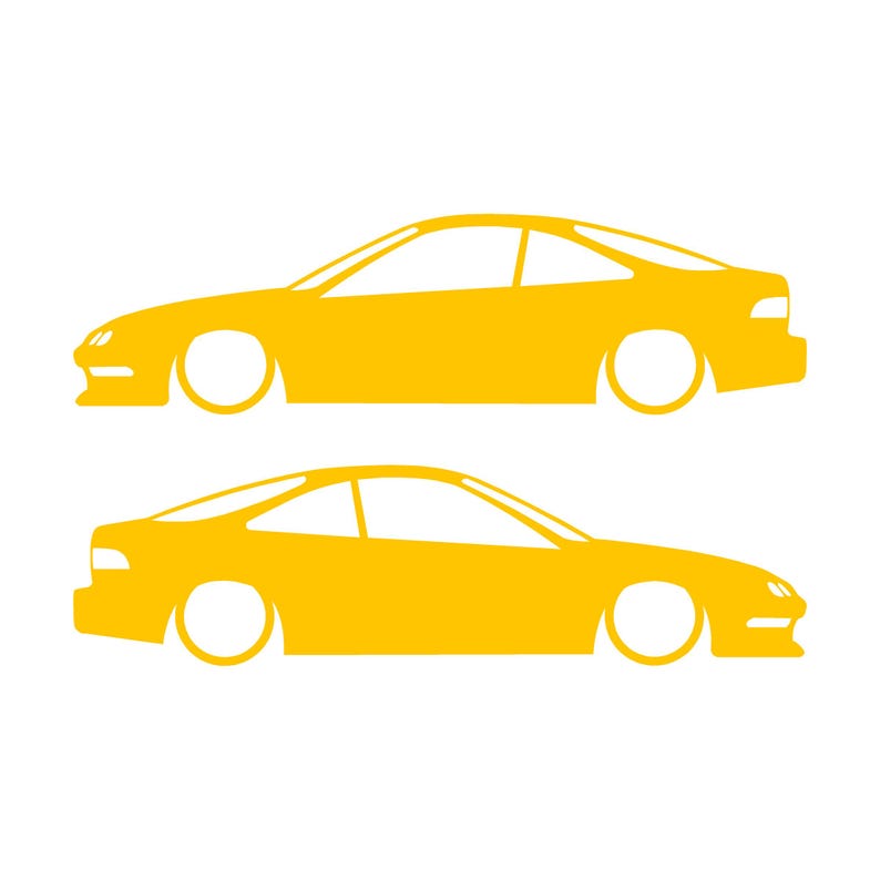 Set mit 2 Aufklebern für tiefergelegte Fahrzeuge für Acura Integra DC2 Coupé der 3. Generation Gelb