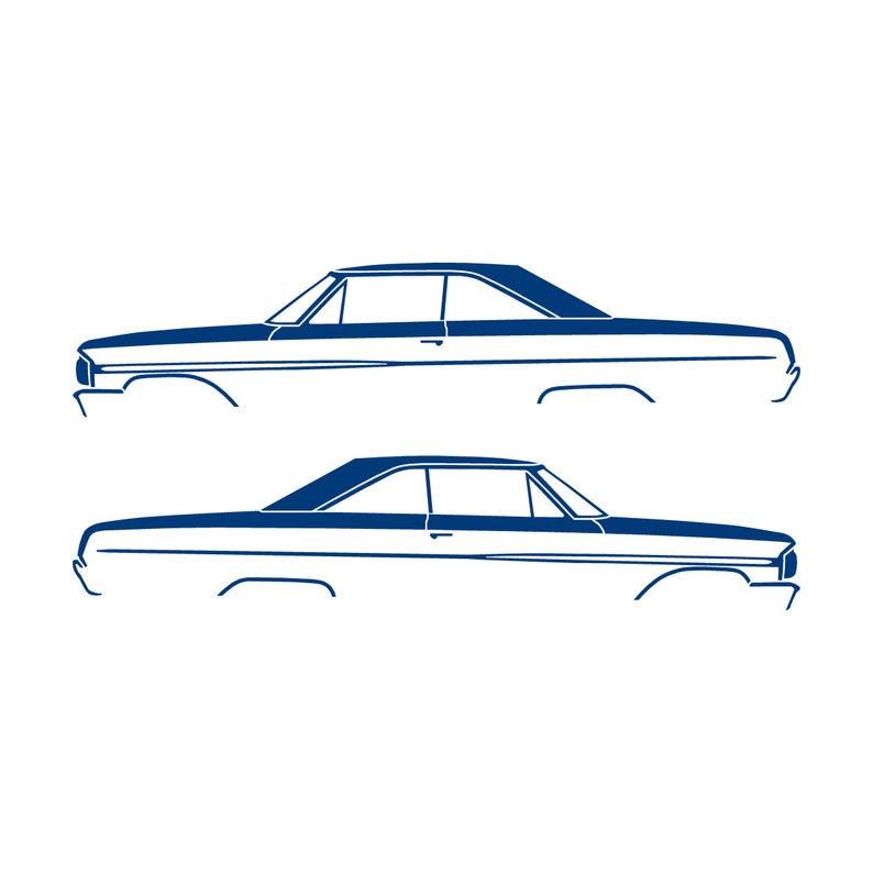 Set Of 2 Car Silhouette Decal Stickers For Ford Galaxie Blue