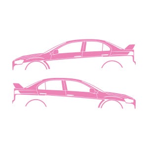 Set Of 2 Lowered Car Silhouette Decal Stickers For Mitsubishi Lancer Evo X 10 Soft Pink