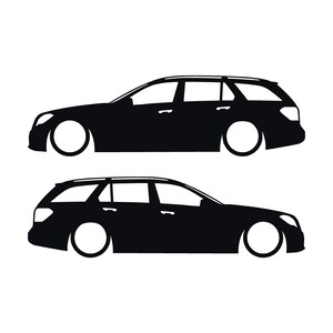 Set Of 2 Car Silhouette Decal Stickers For The Mercedes E-class S212 W212 Wagon Black