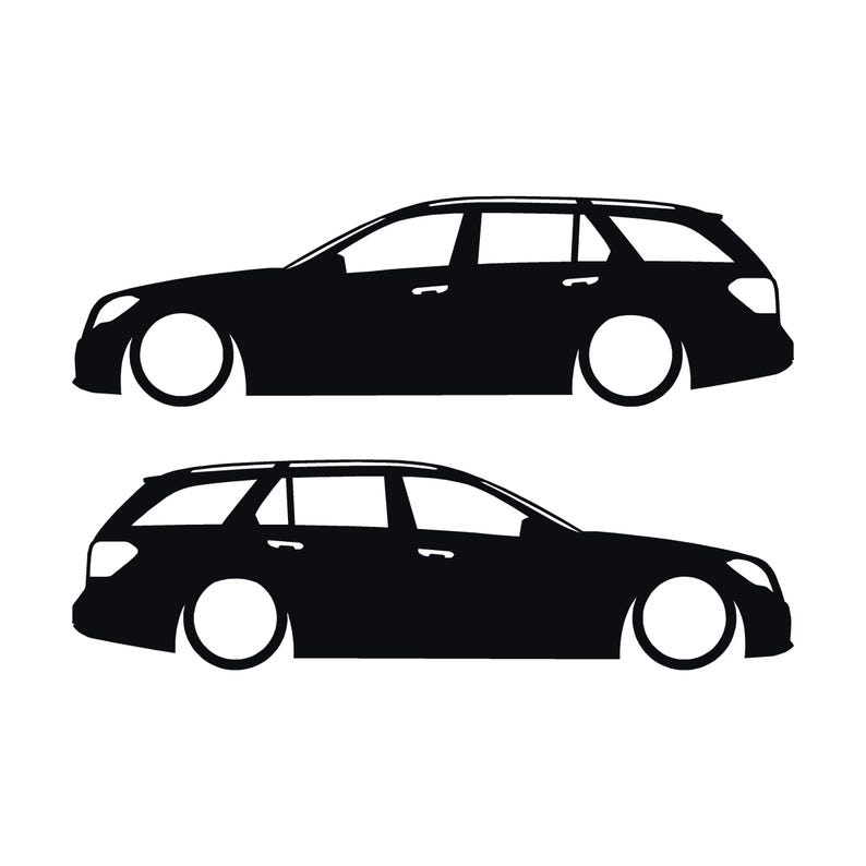 Set Of 2 Car Silhouette Decal Stickers For The Mercedes E-class S212 W212 Wagon Black