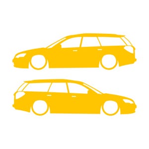 Juego de 2 pegatinas decorativas con silueta de coche rebajado para Subaru Legacy BP Wagon de cuarta generación. Amarillo