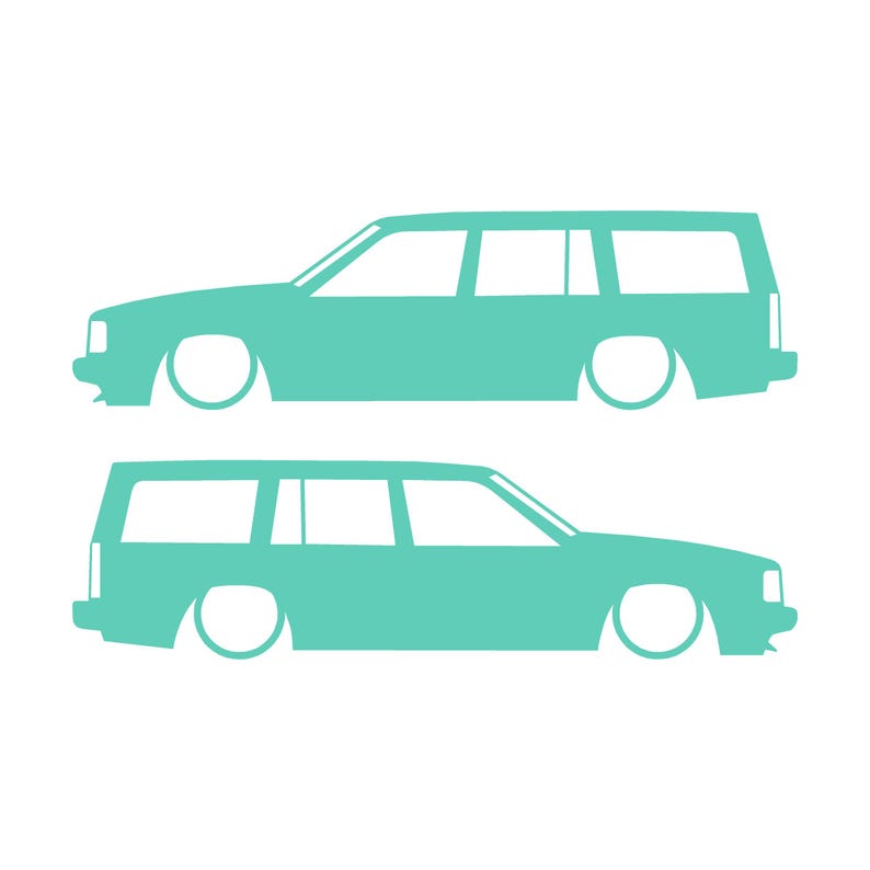 Set med 2 sänkta silhuettdekaler för Volvo 740 745 kombi Mint