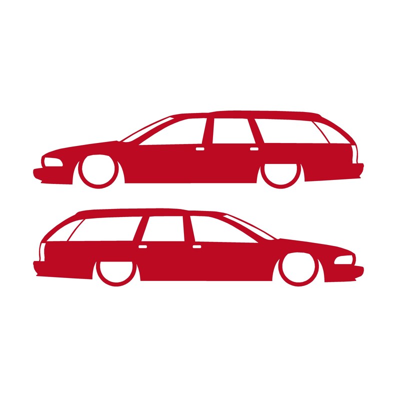 Set Of 2 Car Silhouette Decal Stickers For Chevrolet Caprice 4th Gen Station Wagon Red
