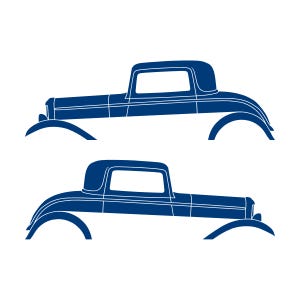 1932年式フォード3ウィンドウクーペ用カーシルエットデカールステッカー2枚セット ブルー