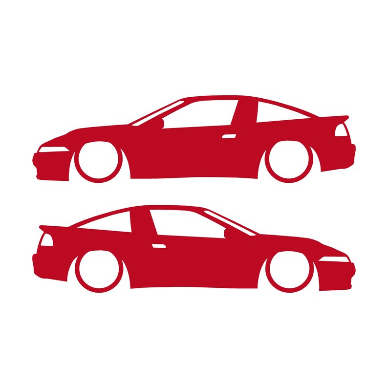 Juego de 2 pegatinas decorativas con silueta de coche rebajado para Mitsubishi Eclipse 1G de primera generación. Rojo
