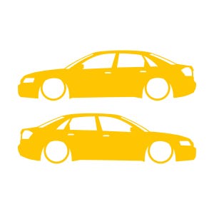 Set Of 2 Lowered Car Silhouette Decal Stickers For Audi A4 S6 B6 Saloon Sedan Yellow